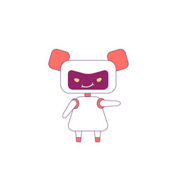 Cute smiling modern robot red linear object vector