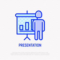 Presentation thin line icon board with graph vector