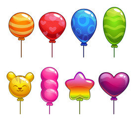 Colorful heart balloons on white background Vector Image