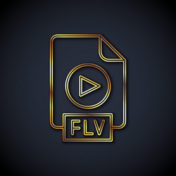 gold line flv file document video format vector image