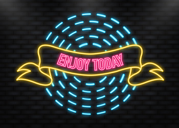 neon icon vintage enjoy today ribbon banner vector