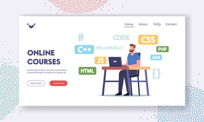Online courses landing page template programmer vector