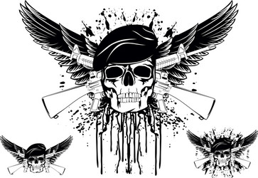 Skull with Crossed Rifles Vector Image