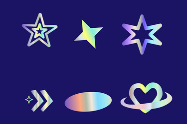 y2k elements set with gradient hologram stickers vector image