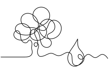 Abstract drop with tree as line drawing on white vector