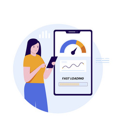 flat design of web page loading speed test vector image