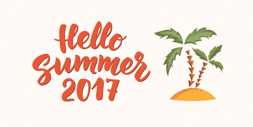 hello summer text with beach design elements vector image