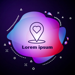 purple line map pointer with heart icon isolated vector image