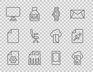 set line document settings cloud database wrist vector image