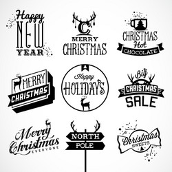 Vintage Christmas Badges & Labels Vector Image