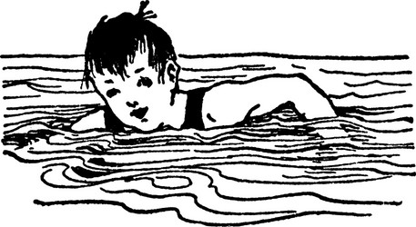 young boy swimming vintage vector