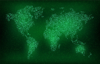 Digital Binary World Map vector image
