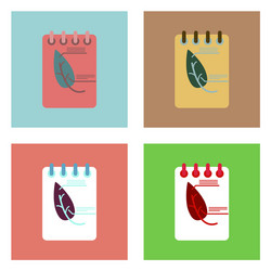flat icon design collection notebook and leaf vector