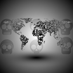 world map in the form of skulls background vector