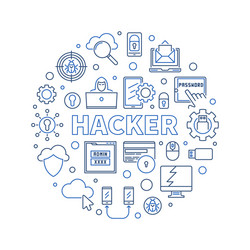 hacker round concept linear vector image