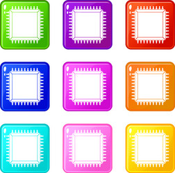 computer microchip set 9 vector image