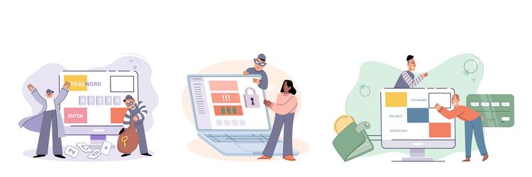 Hacker activity big set hacking computer Vector Image