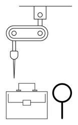 robotic arm manipulating object with briefcase vector image