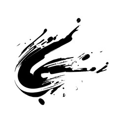 Smears blots of black paint on a white background vector