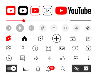 youtube set of mobile app interface icons vector image