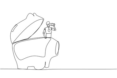 continuous one line drawing a smart robot emerges vector image