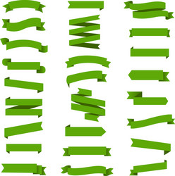 Big green ribbons set white background Royalty Free Vector
