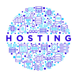hosting concept in circle with thin line icons vector image