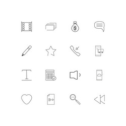 interface linear thin icons set outlined simple vector image