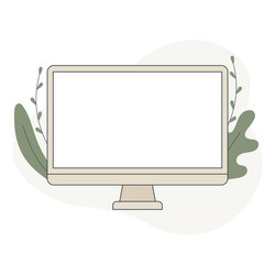computer with blank empty display screen for copy vector image