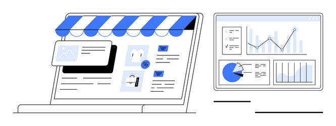 e-commerce storefront and analytics dashboard vector image