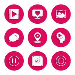 set digital media play with location floppy disk vector image