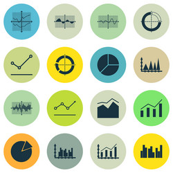 set of graphs diagrams and statistics icons vector image
