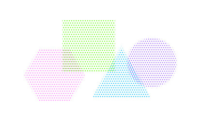 Square circle triangle and hexagon in halftone vector