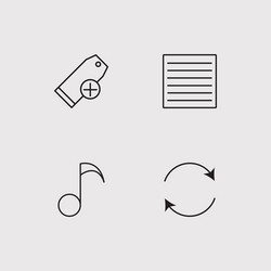 User interface simple linear icons set outlined vector