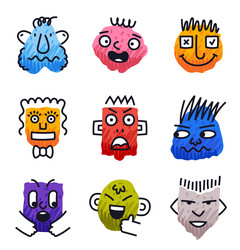 Abstract comic faces with various emotions Vector Image