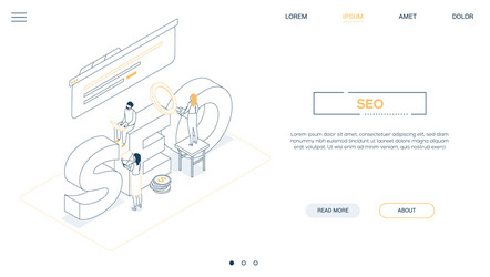 Seo optimization - line design style isometric web vector