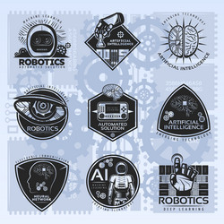 Artificial Intelligence Robotic Emblems vector image