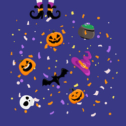 halloween greeting card concept flying paper vector