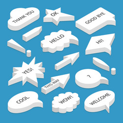 Set of isometric speech bubbles with text vector
