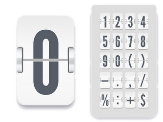 white analog countdown number font flip vector image