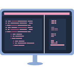 program code on computer screen icon vector image