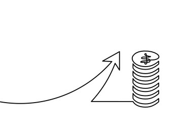 abstract coins and arrow as continuous lines vector image