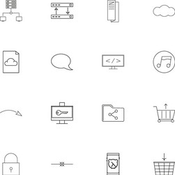network and database simple linear icons set vector image