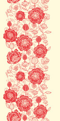 red poppy flowers vertical seamless pattern border vector