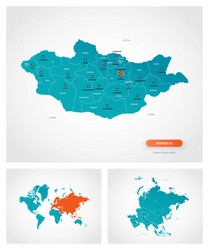 Editable template map mongolia with marks vector