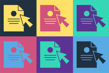 pop art document and cursor icon isolated on color vector image