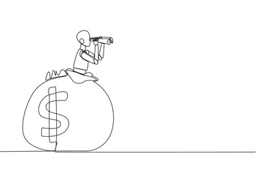 single continuous line drawing a smart robot vector image
