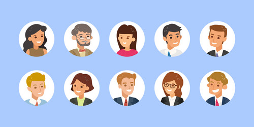 business people avatar collection young adults vector