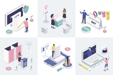 election and voting 3d isometry concept for web vector image