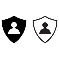 privacy icon set in two styles shield with user vector image